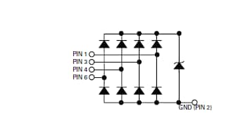 Blockdiagramm - Littelfuse SP3019-Baureihe Vierkanal-TVS-Diodenarray